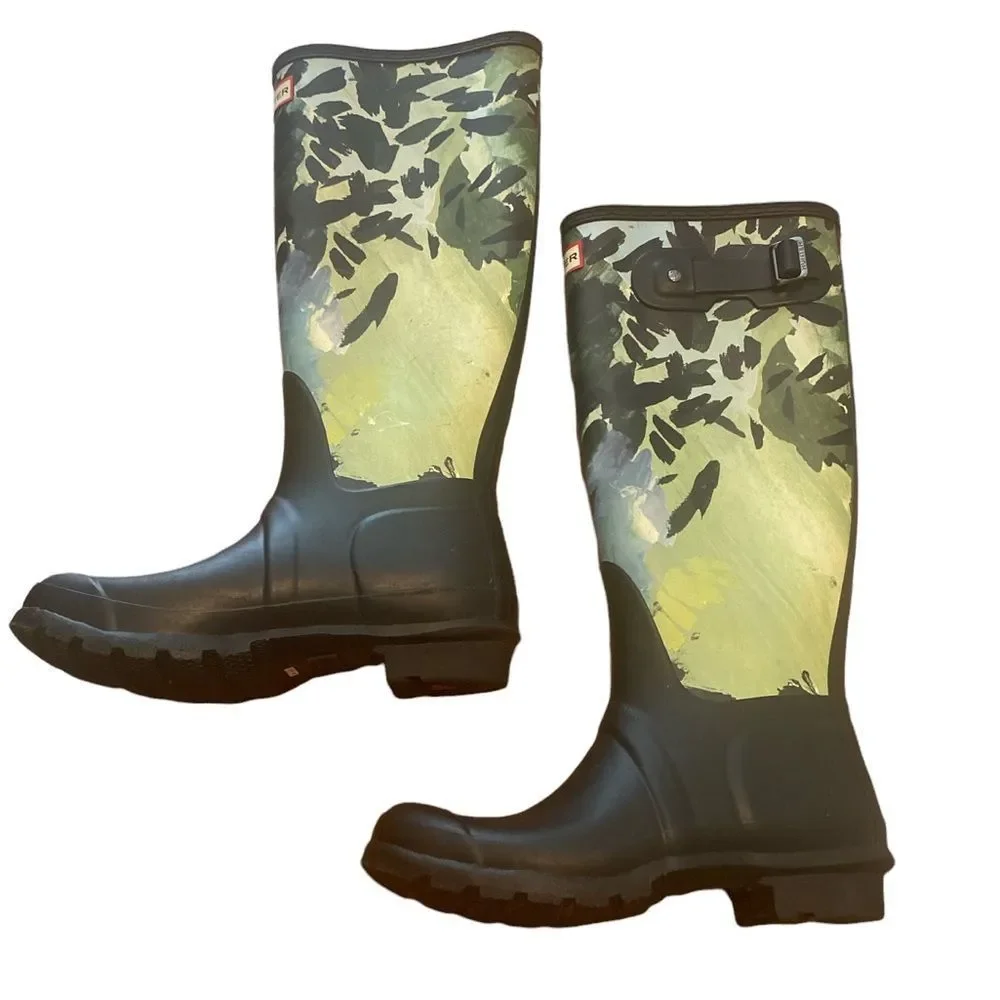 Hunter Original Limited Edition Tall Botanical Print Wellington Boot Siz…